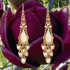 SOLD -Anthony Nak 18k Gold Citrine Dangle Drop Earrings